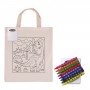 Cotton & Calico Tote Bags - Colouring Short Handle Calico Bag & Crayons
