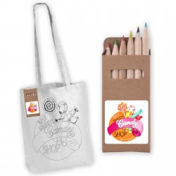 Tote & Calico Bags - Colouring Long Handle Cotton Bag & Pencils