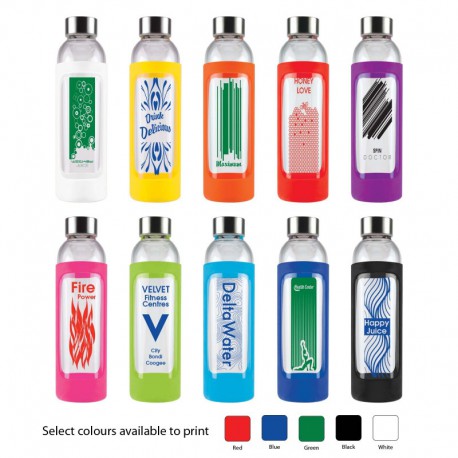 Drink Bottles - Glass - 550ml Capri Glass Bottle / Silicone Sleeve