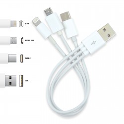 USB Hubs & Cables - 3 in 1 Combo USB Cable - Micro, 8 Pin, Type C
