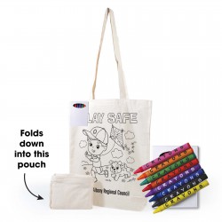 Cotton & Calico Tote Bags - Get Crafty Folding Calico Bag and Crayons