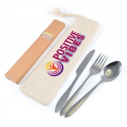 Homeware Products - Banquet Cutlery Set & Straws In Calico Pouch