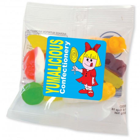 Promotional Jelly Beans - Assorted Jelly Party Mix in 50 Gram Cello Bag