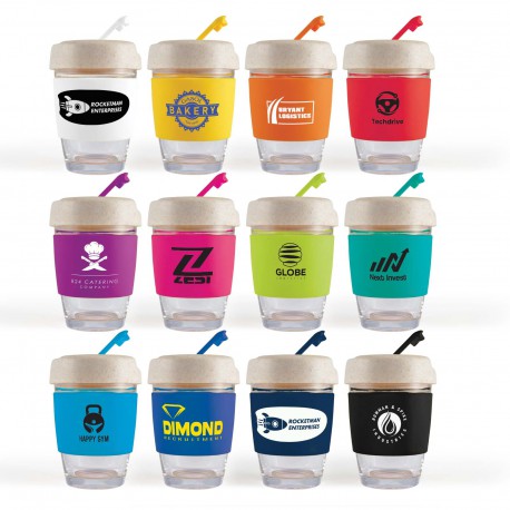 Reusable Coffee Cups - Glass - Vienna Eco Coffee Cup / Silicone Band 320ml