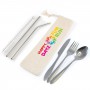 Banquet Stainless Steel Cutlery & Straw Set in Calico Pouch