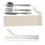 Homeware Products - Banquet Stainless Steel Cutlery & Straw Set in Calico Pouch