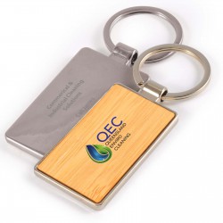Metal Keyrings - Rectangle Bamboo Zinc Keytag