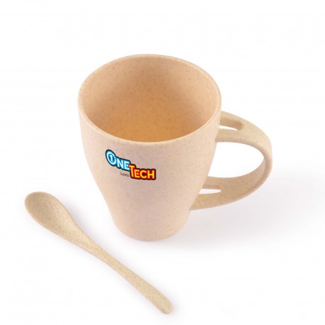 Reusable Coffee Cups - Avenue Wheat Fibre Cup and Spoon 330ml