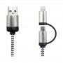 USB Hubs & Cables - Milano 2n1 Fabric Charge & Data Cable
