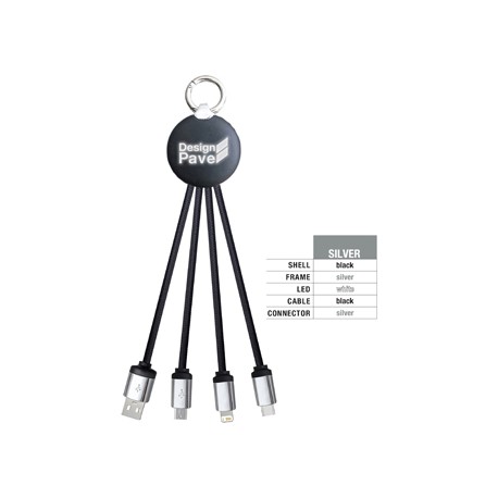 USB Hubs & Cables - Atesso 3n1 Light Up Charge Cable - Round