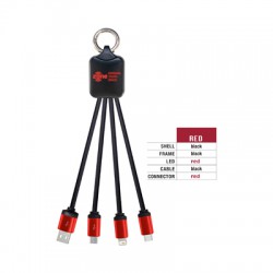USB Hubs & Cables - Atesso 3n1 Light Up Charge Cable - Rectangle