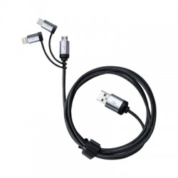 USB Hubs & Cables - Pesaro 3n1 Fabric Charge & Data Cable