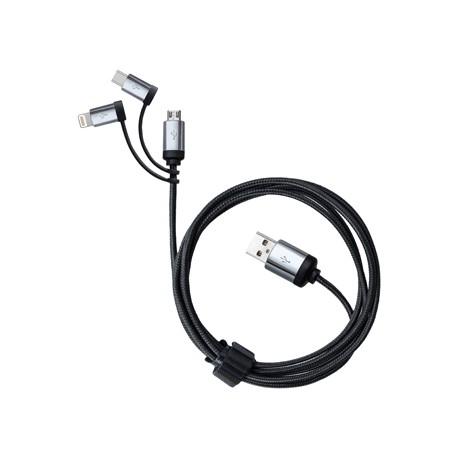 USB Hubs & Cables - Pesaro 3n1 Fabric Charge & Data Cable