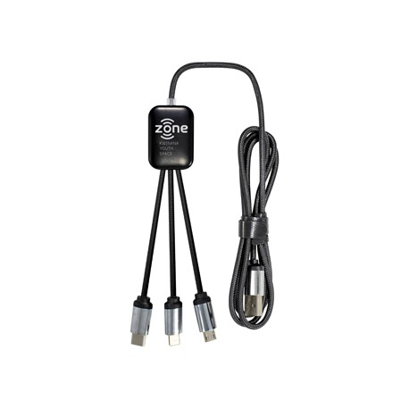 USB Hubs & Cables - Fierra 3n1 Light Up Charge Cable - 1.0 metre