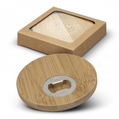 Coasters - Bamboo Bottle Opener Coaster Set of 2 - Round