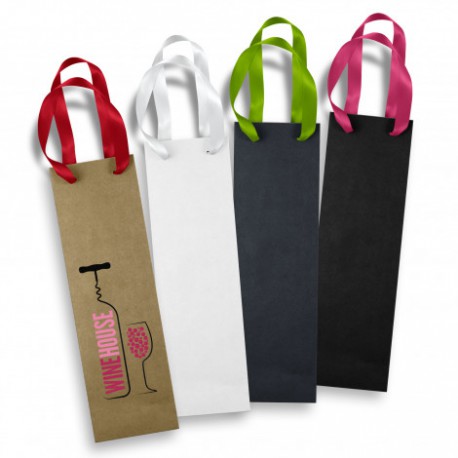 Paper Bags - Wine Ribbon Handle Paper Bag