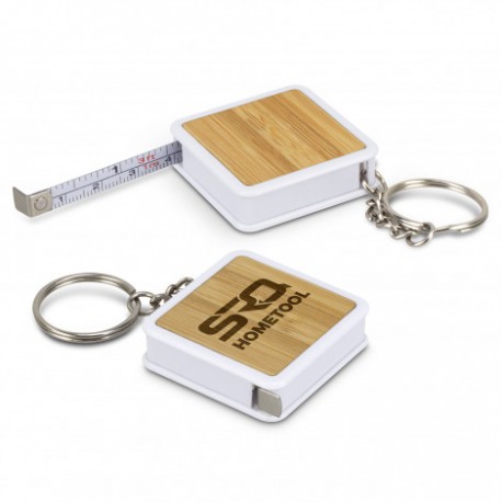 Bamboo Tape Measure Key Ring