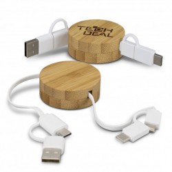 USB Hubs & Cables - Bamboo Retractable Charging Cable