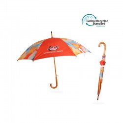 Custom Made Umbrellas - RPET Wooden Umbrella with Curved Handle