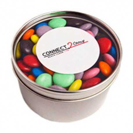 150g Chocolate Beans Packed in Small Round Window Tins