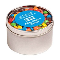 140g M&Ms Packed in Small Round Window Tins