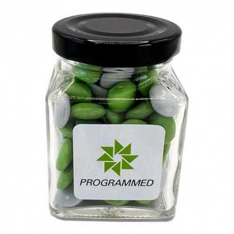 100g Chocolate Beans Packed in Small Glass Square Jars