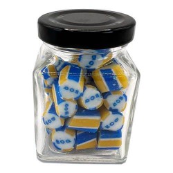 70g Personalised Rock Candy Packed in Small Glass Square Jars