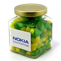 140g Humbugs Packed in Glass Square Jars