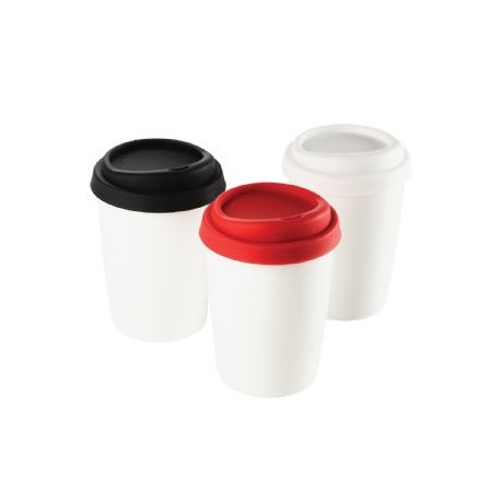 Reusable Coffee Cups - Ceramic Mug with Silicone Lid