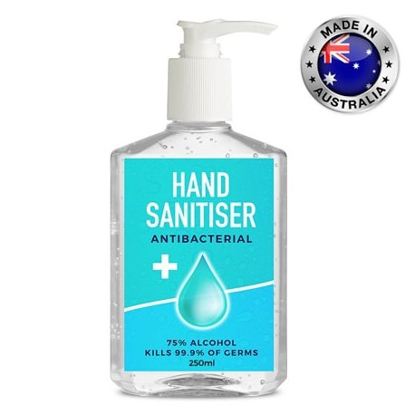 Hand Sanitisers - 250ml -75% Australian Made Antibacterial Hand Sanitiser Gel