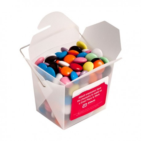 Frosted Pp Noodle Box Filled with Choc Beans (Smartie Look Alike) 100G (Mixed Colours)