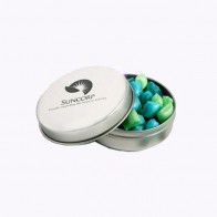 Candle Tin Filled with Corporate Coloured Tiny Humbugs 50G