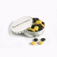 Click Clack Tin Filled with Choc Beans 70G (Corporate Colours)
