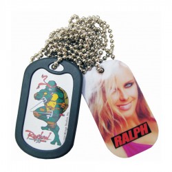 Photoetched dog tag full colour print with ball chain