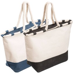 Calico & Jute Bags - Zippered Laminated Jute Canvas Tote Bag