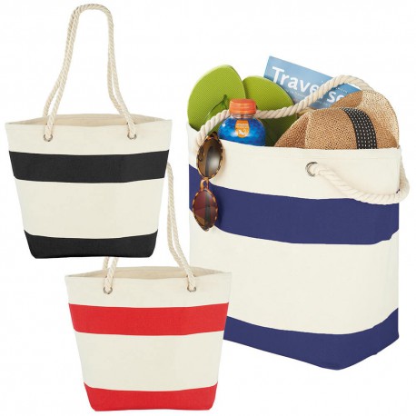 Cotton & Calico Tote Bags - Capri Stripes Cotton Tote